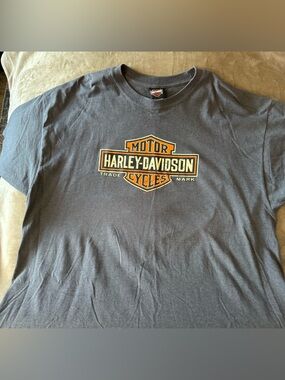 Harley-Davidson Black Tee with Orange and White Shield Logo